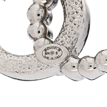 Chanel Pearl Crystal CC Earrings Silver Pearly White 4 of 5