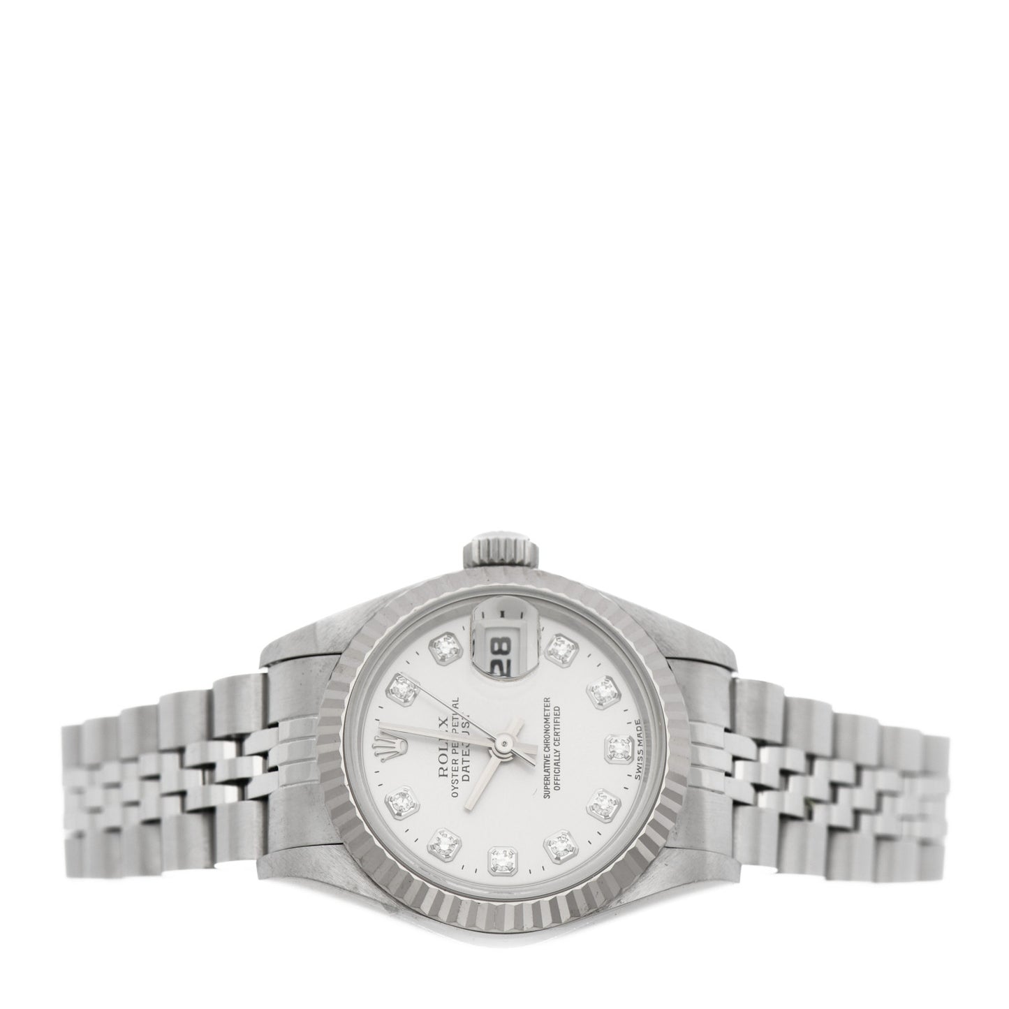 Stainless Steel 18K White Gold Diamond 26mm Oyster Perpetual Datejust Watch Silver 69174