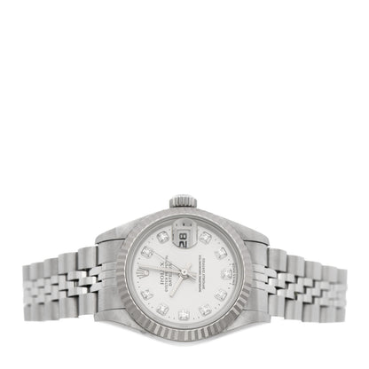 Rolex Stainless Steel 18K White Gold Diamond 26mm Oyster Perpetual Datejust Watch Silver 69174 2 of 5