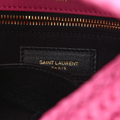 Saint Laurent Raffia Calfskin Monogram Medium Niki Chain Satchel Bright Pink 7 of 11