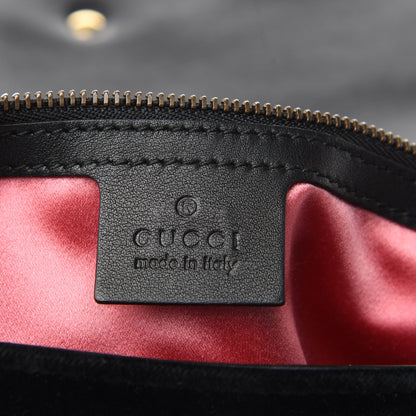 Gucci Velvet Matelasse Loved Embroidered Medium GG Marmont Shoulder Bag Black 9 of 10