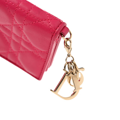 Christian Dior Lambskin Cannage Small Lady Dior Flap Card Holder Fuchsia 12 of 13