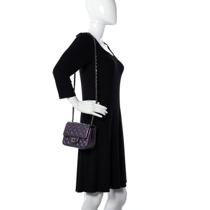 Chanel Iridescent Lambskin Quilted Mini Square Flap Dark Purple 2 of 9