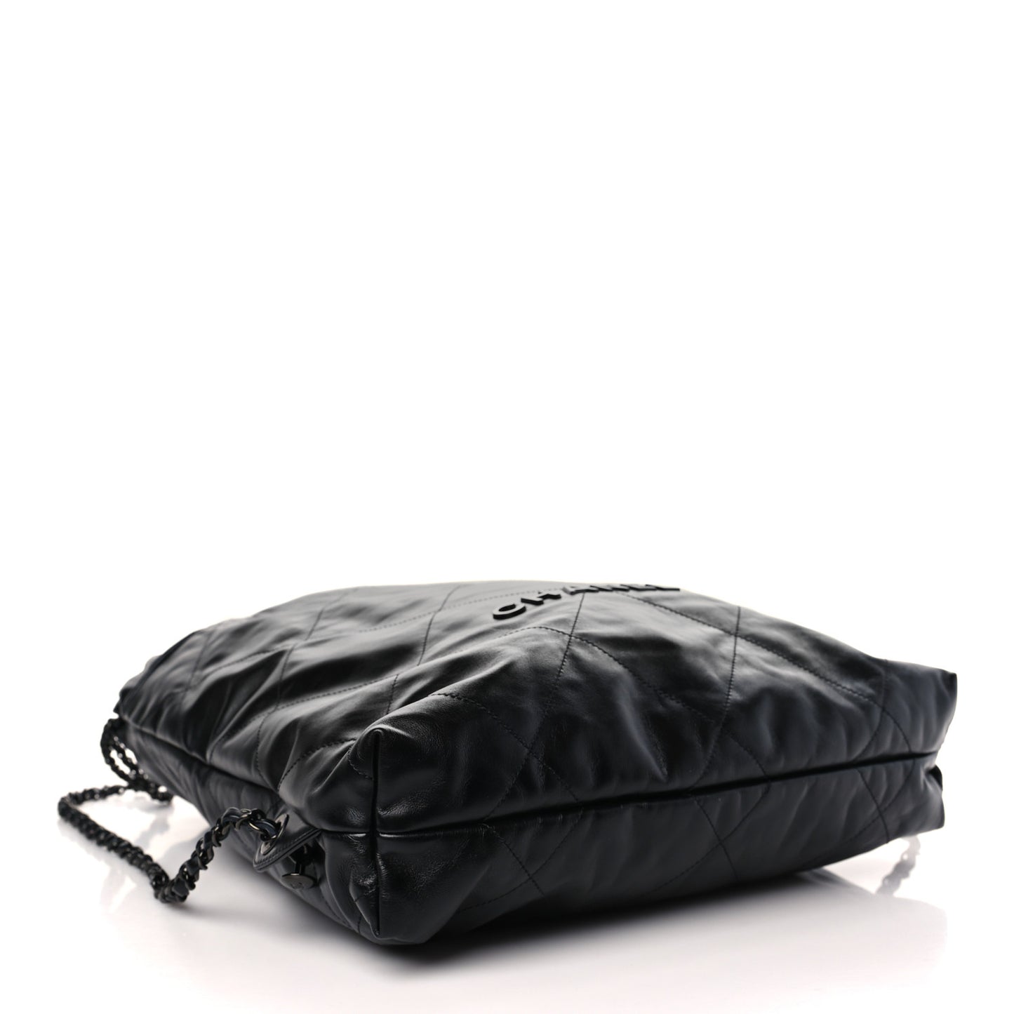 Shiny Calfskin Quilted Chanel 22 Backpack So Black