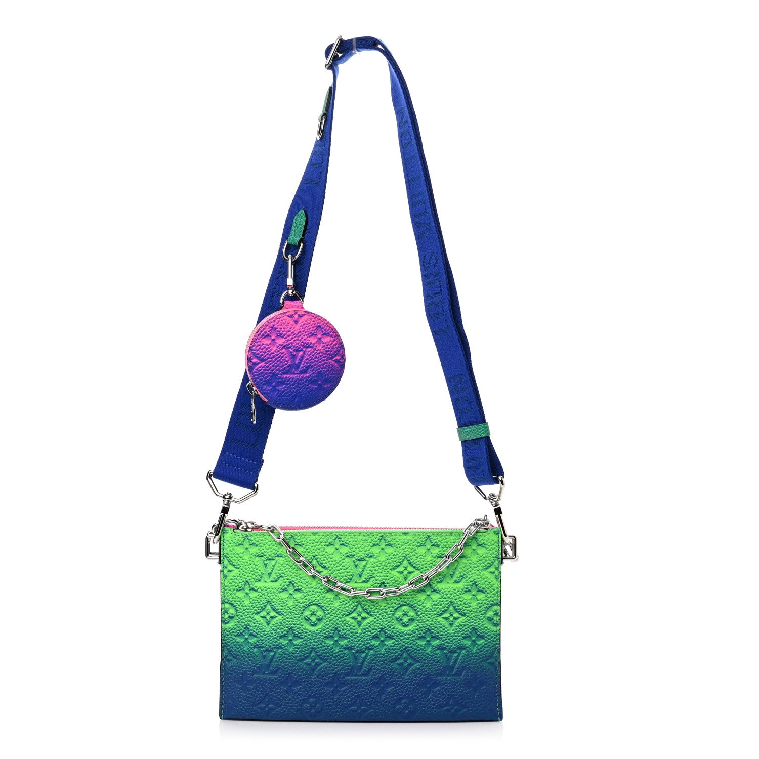 Louis Vuitton Taurillon Illusion Trio Pouch Bleu Rose 1 of 10