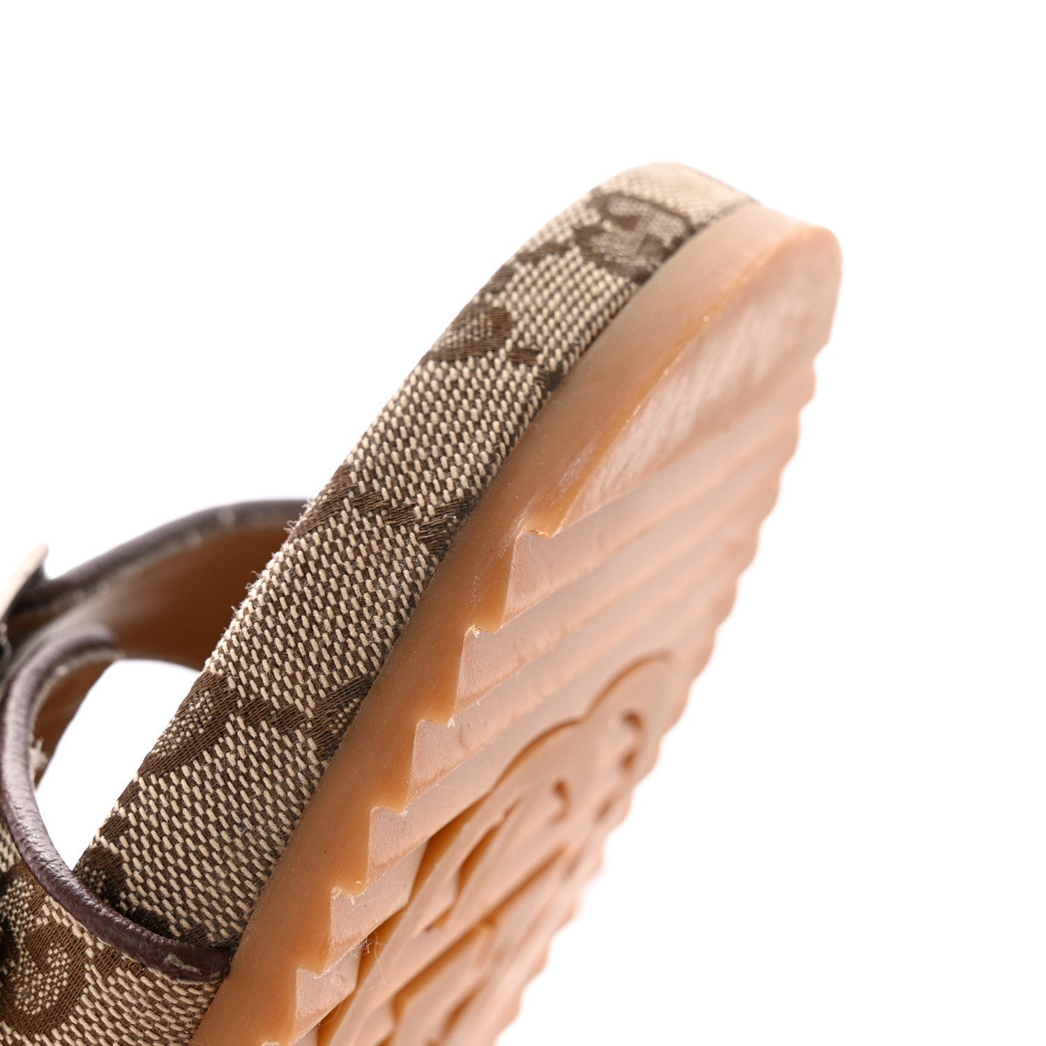 Gucci GG Monogram Lavaredo Eco Fabric Mens Slide Sandals With Straps 8 Beige Ebony Light Brown 18 of 20