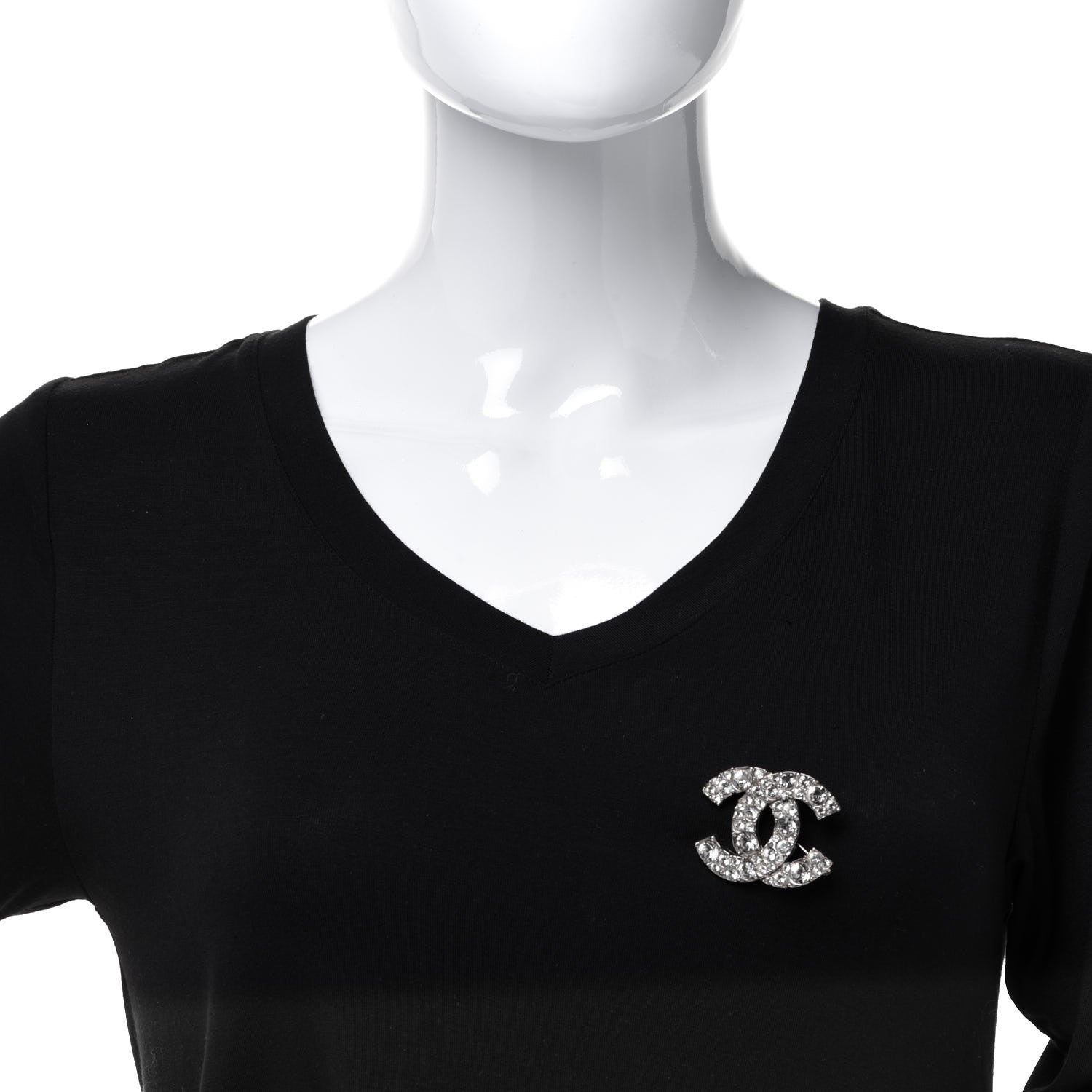 Chanel Crystal CC Brooch Silver 2 of 4