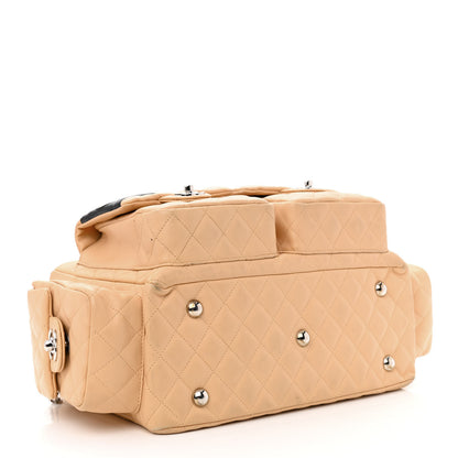 Chanel Calfskin Quilted Large Cambon Multipocket Reporter Beige Black 4 of 12