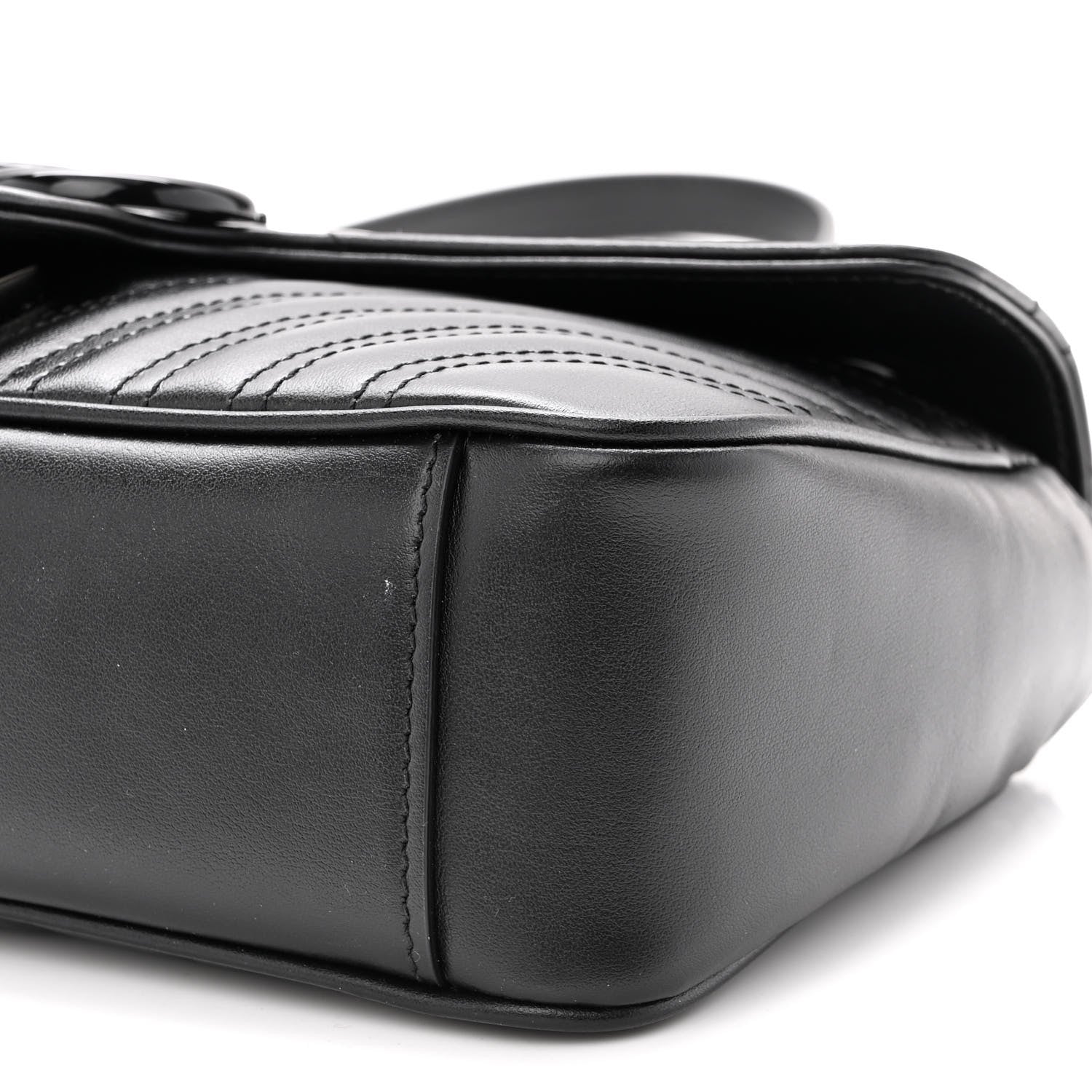 Gucci Calfskin Matelasse Monochrome Small GG Marmont Shoulder Bag Black 8 of 8