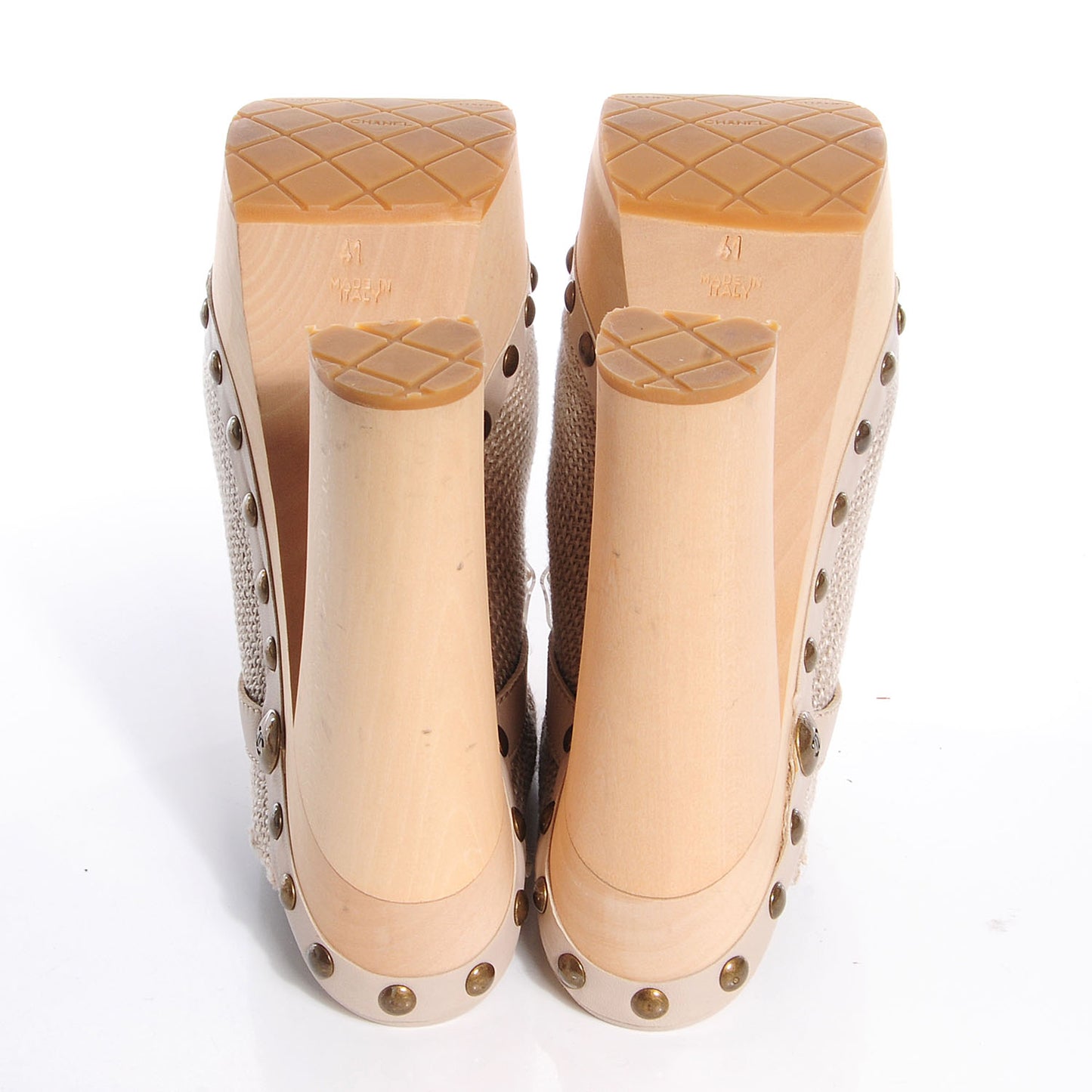 Linen Gripoix Pearl Mules 41 Beige