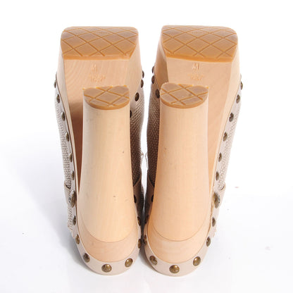 Chanel Linen Gripoix Pearl Mules 41 Beige 4 of 6