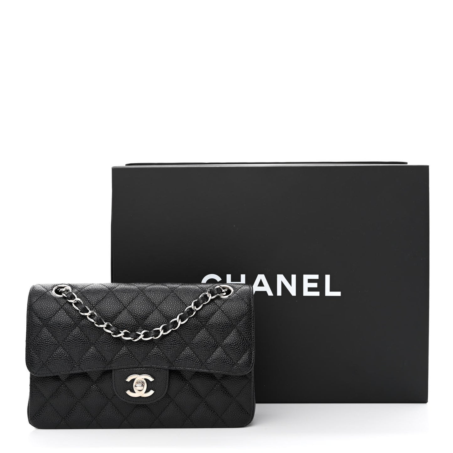 Caviar Quilted Small Double Flap Black