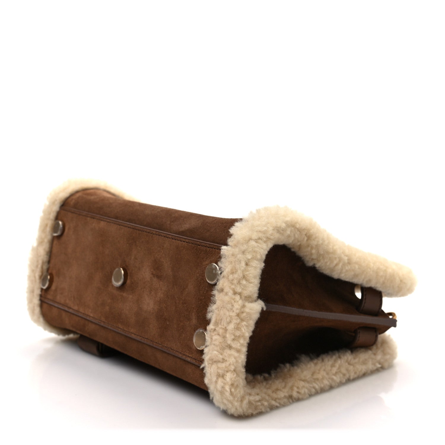 Saint Laurent Shearling Nano Supple Sac De Jour Brown Beige 6 of 6