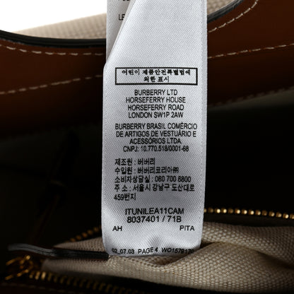 Burberry Canvas Smooth Calfskin Two Tone Mini Pocket Bag Natural Tan Fiery Red 7 of 11