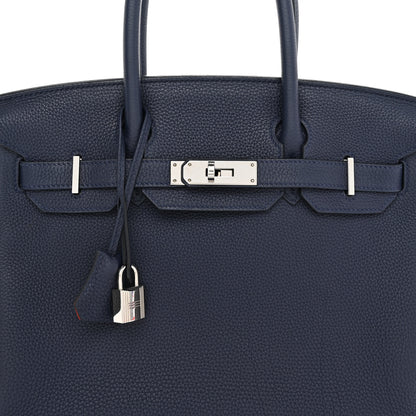 Hermes Togo Birkin Verso 30 Bleu Nuit Orange Poppy 7 of 11