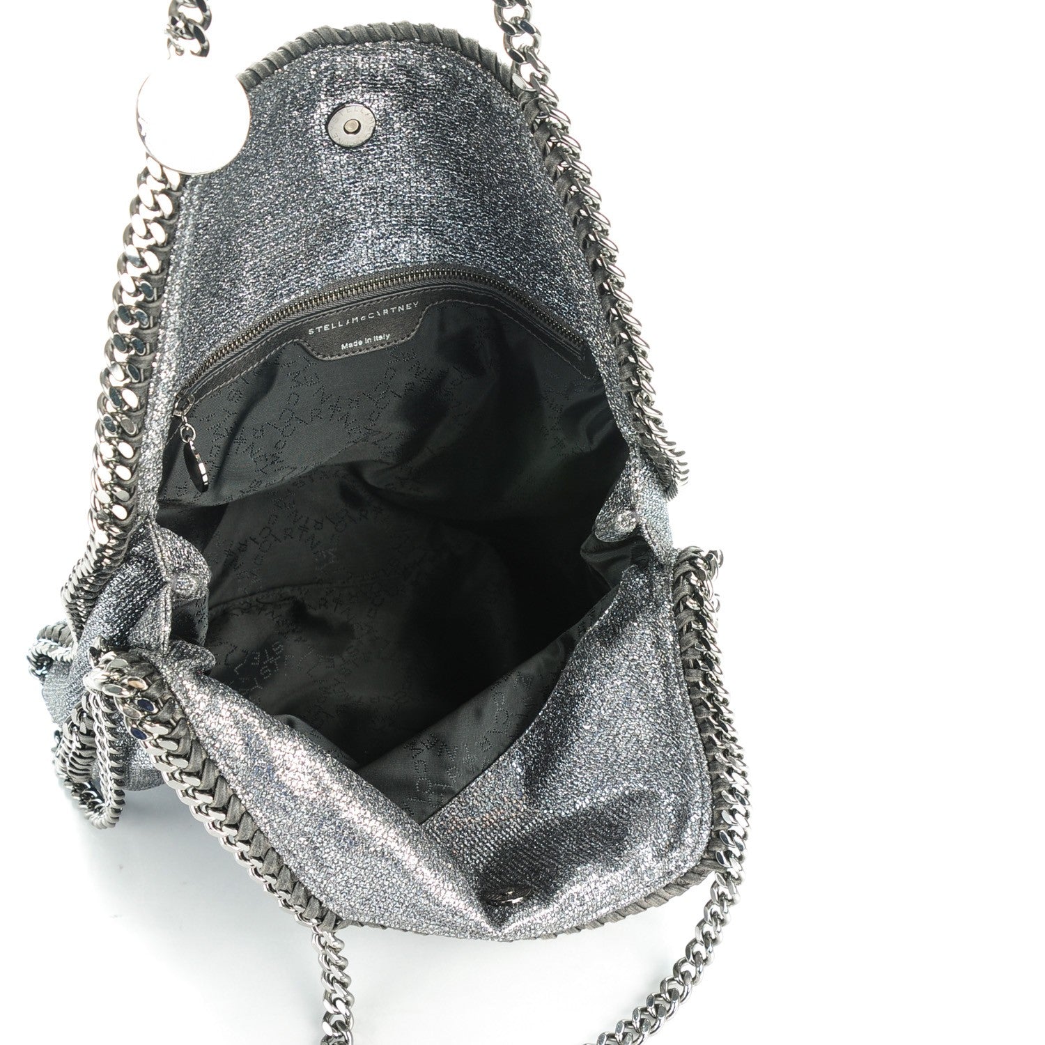 Stella McCartney Metallic Glitter Falabella Fold Over Tote Silver 5 of 9