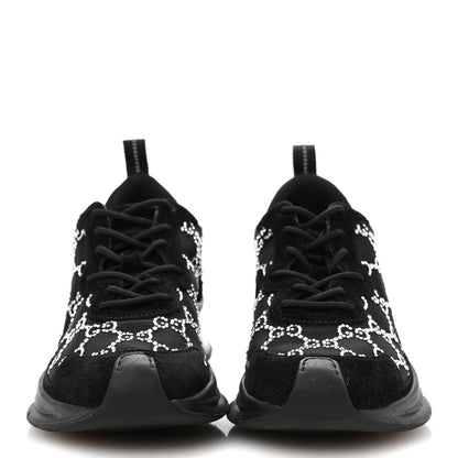 Gucci Tela Retino Mesh Crystal Suede GG Monogram Womens Gucci Run Sneakers 37 Black Silver 3 of 9