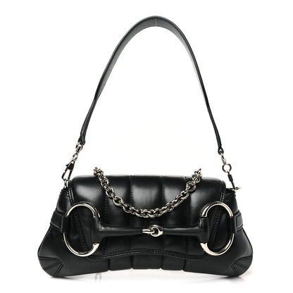 Gucci Nappa Vertical Matelasse Small Maxi Horsebit Chain Shoulder Bag Black 1 of 11