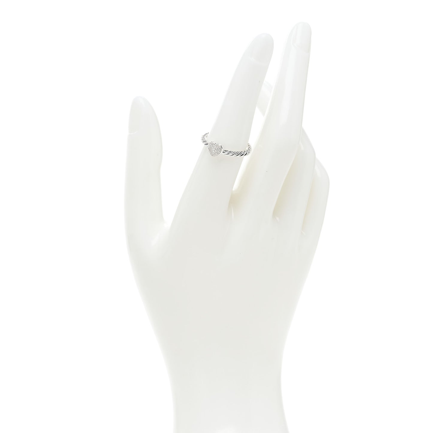 Sterling Silver Diamond Cable Classics Heart Ring 52 6
