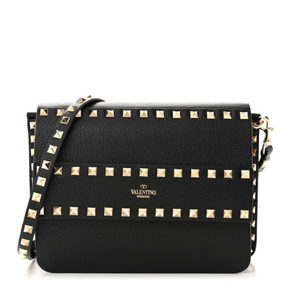 Valentino Garavani Pebbled Calfskin Rockstud Side Slip Crossbody Black 1 of 9