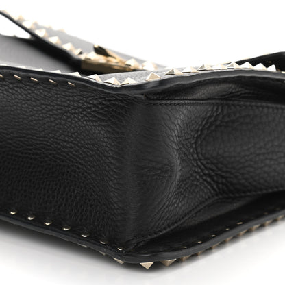 Valentino Garavani Grained Calfskin Rockstud Top Handle Flap Shoulder Bag Black 10 of 10