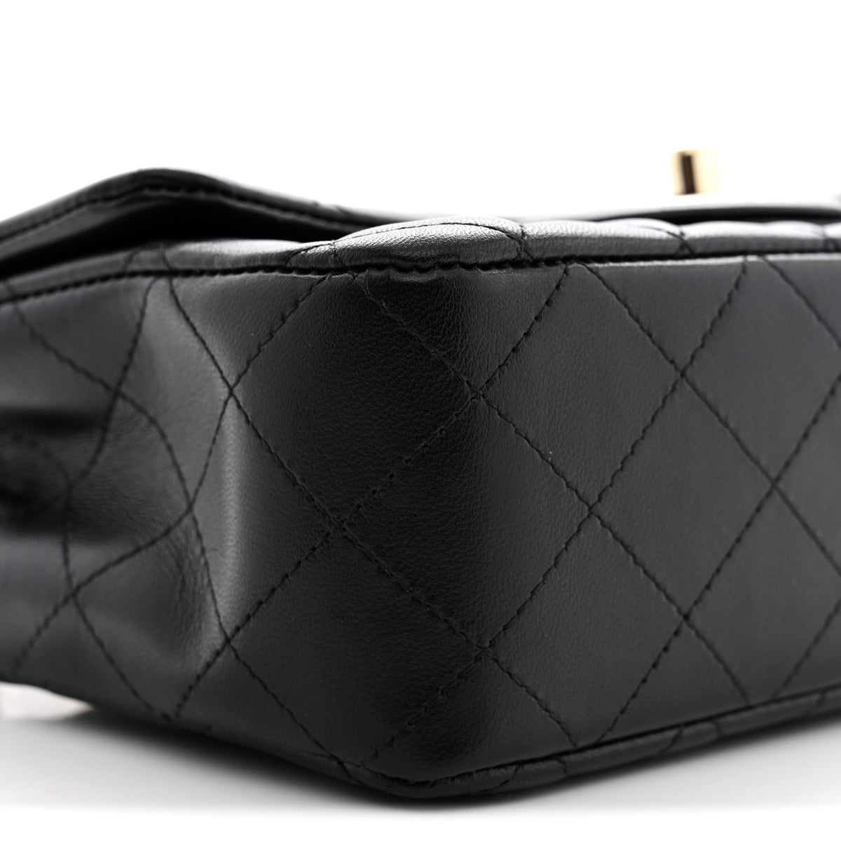Lambskin Quilted Mini Rectangular Flap Black