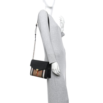 Burberry Derby Calfskin House Check Small Macken Crossbody Bag Black 2 of 10