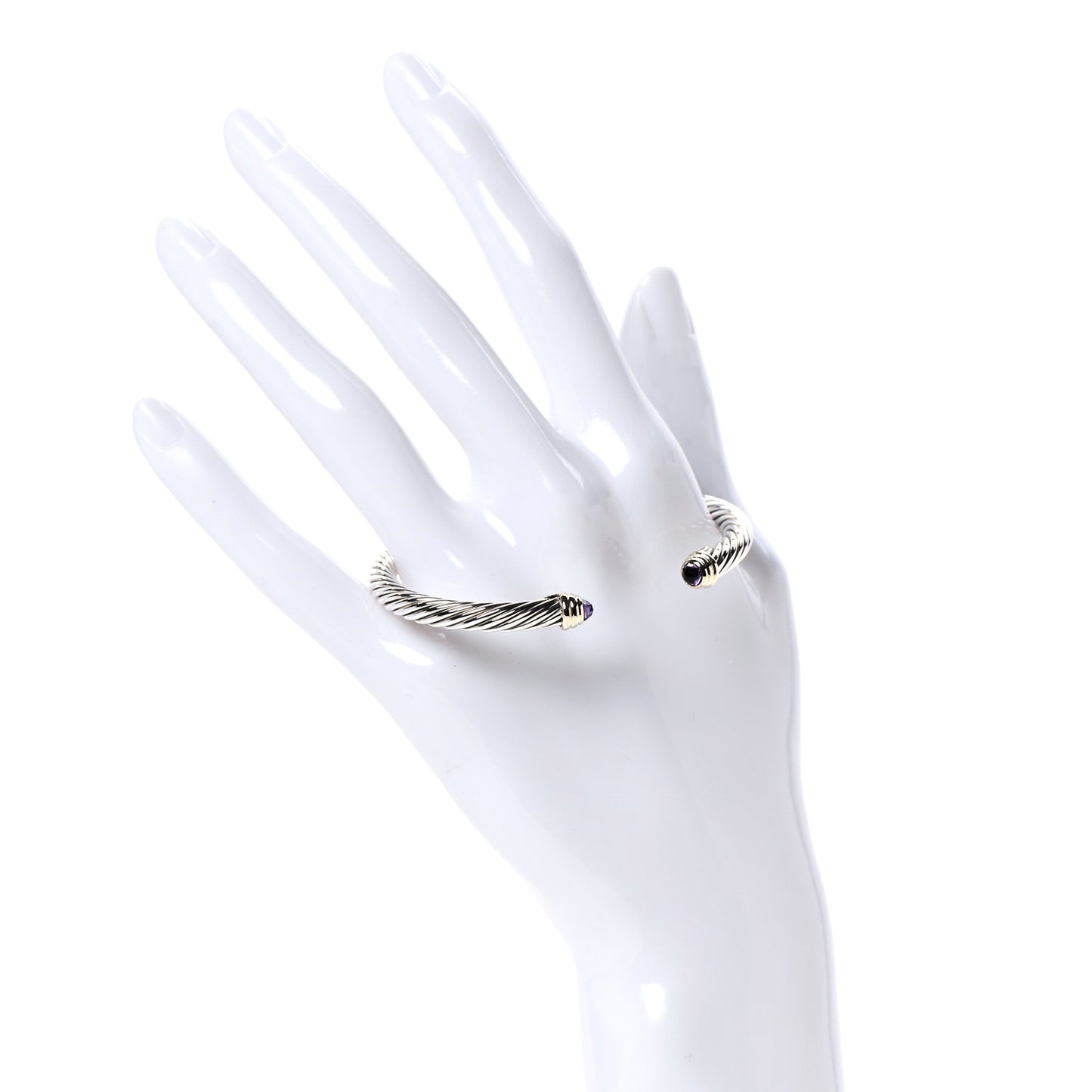Sterling Silver 14K Yellow Gold Amethyst 5mm Cable Classics Petite Color Bracelet