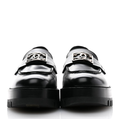 Chanel Calfskin Metal CC Loafers 38.5 Black 2 of 10