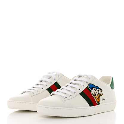 Gucci X DISNEY Calfskin Miro Soft Web Donald Duck Womens Ace Sneakers 35.5 White New Shamarock 3 of 9