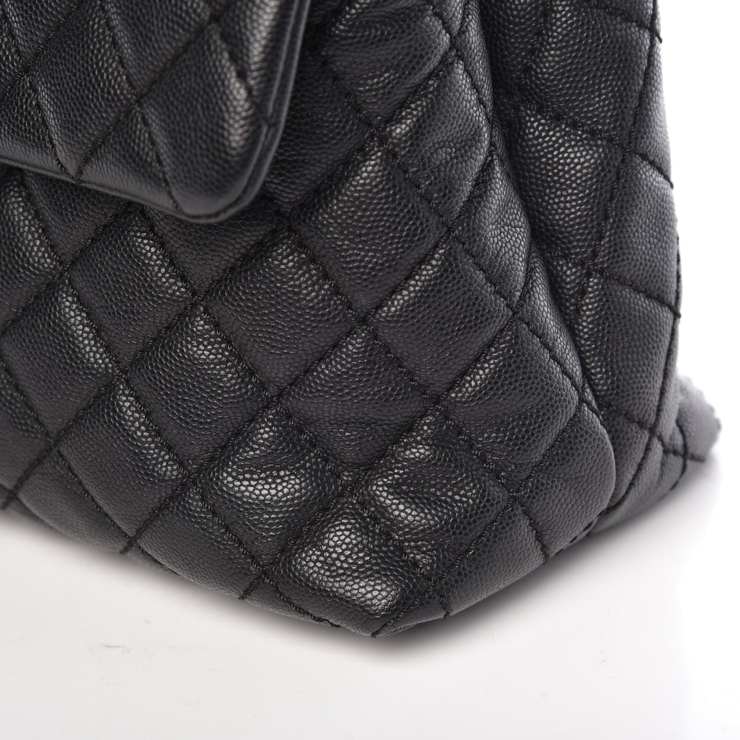 Caviar Quilted Medium Coco Handle Flap Black