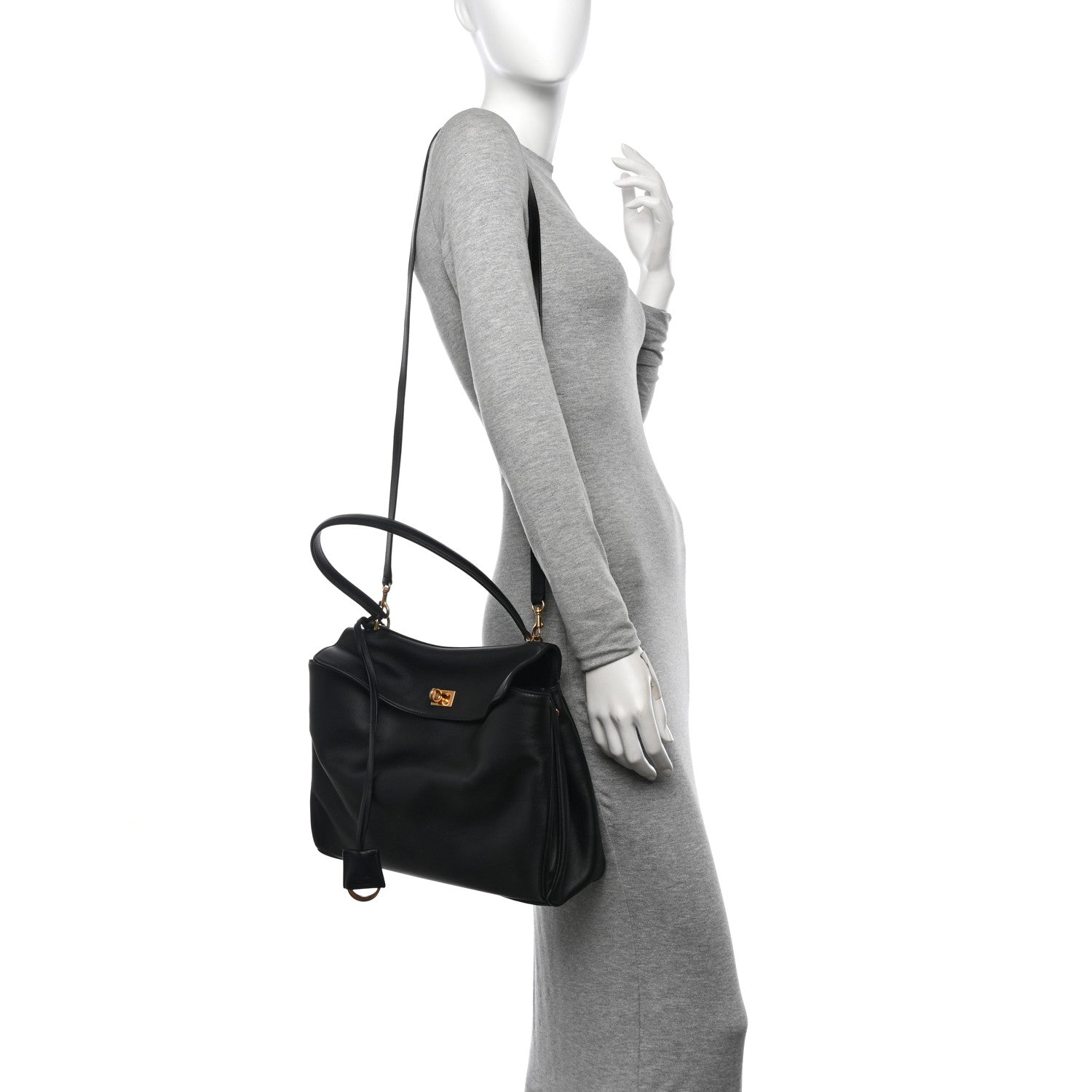 Balenciaga Natural Smooth Calfskin Medium Rodeo Top Handle Handbag Black 2 of 12