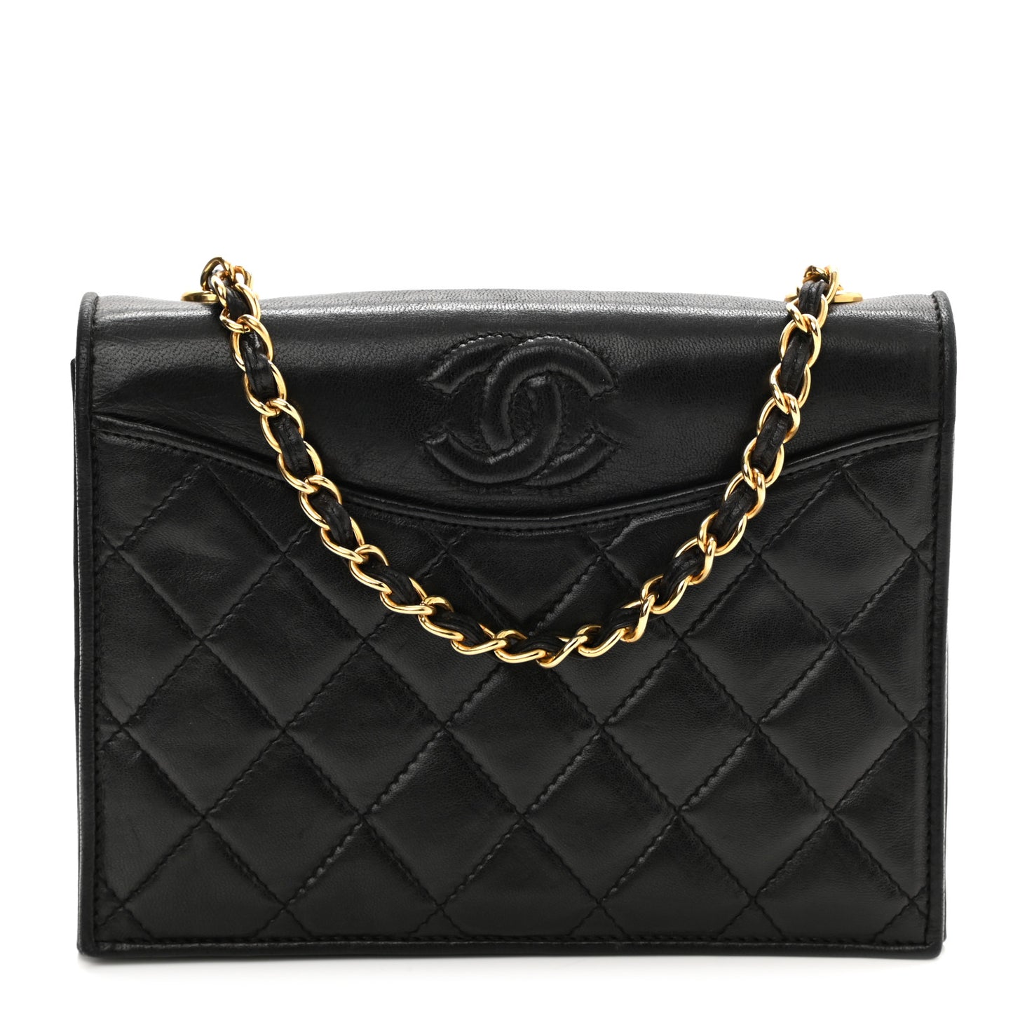 Lambskin Quilted CC Small Single Flap Black