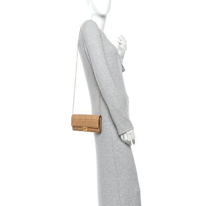 Fendi Nappa Matisse FF Embossed Continental Wallet On Chain Miele Scuro 2 of 12