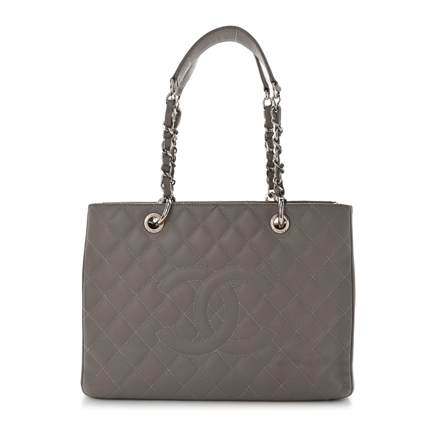 Caviar Quilted Grand Shopping Tote GST Light Grey