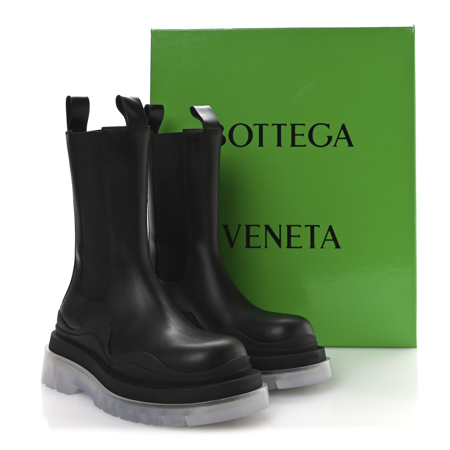 Bottega Veneta Calfskin The Tire Chelsea Boots 37 Black Transparent 8 of 9