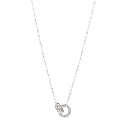 Cartier 18K White Gold Diamond Interlocking LOVE Paved Necklace 4 of 9