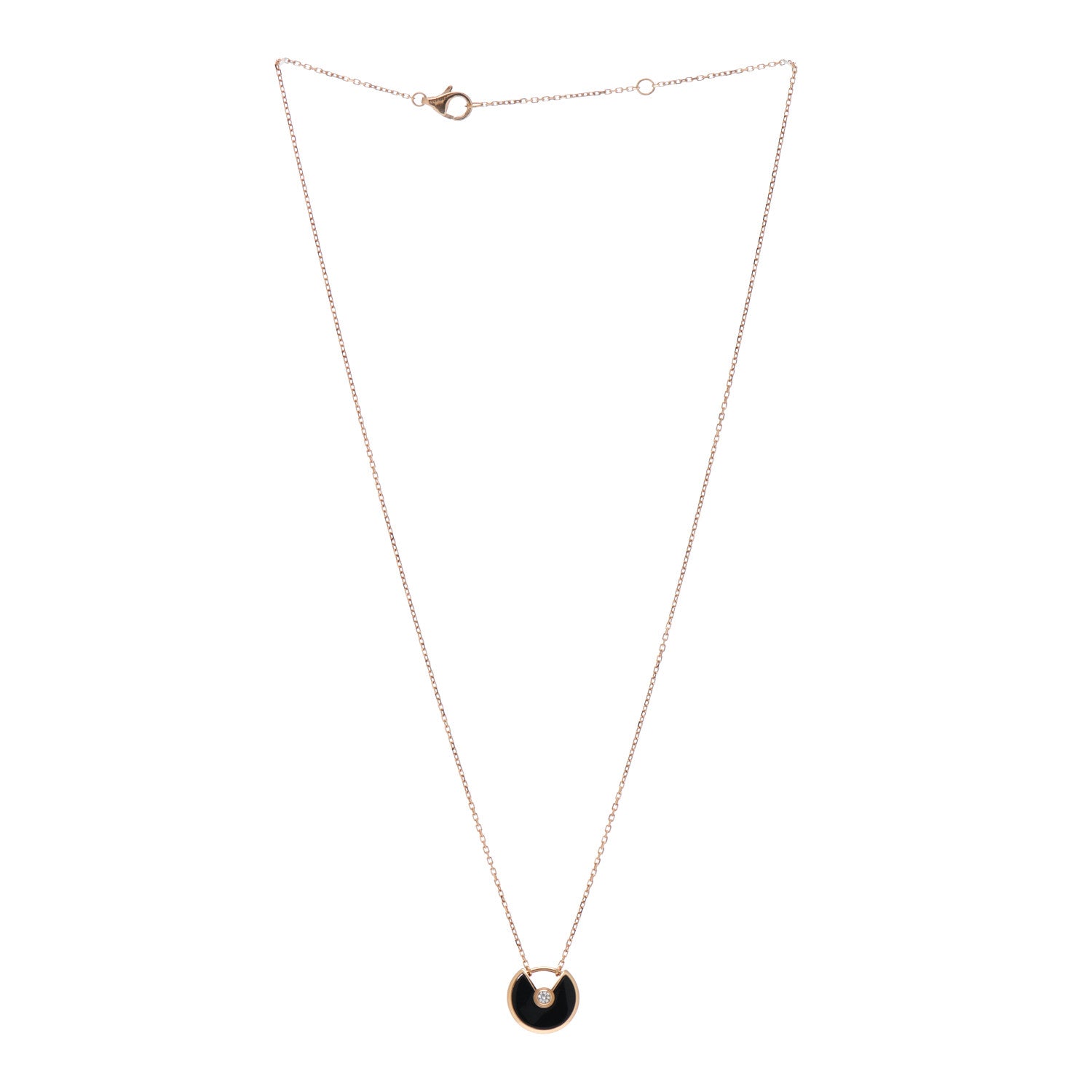 Cartier 18K Pink Gold Diamond Black Onyx XS Amulette de Cartier Pendant Necklace 3 of 5