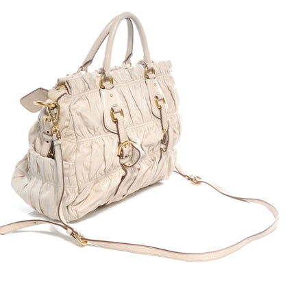 Prada Nappa Gaufre Tote Platino 3 of 9
