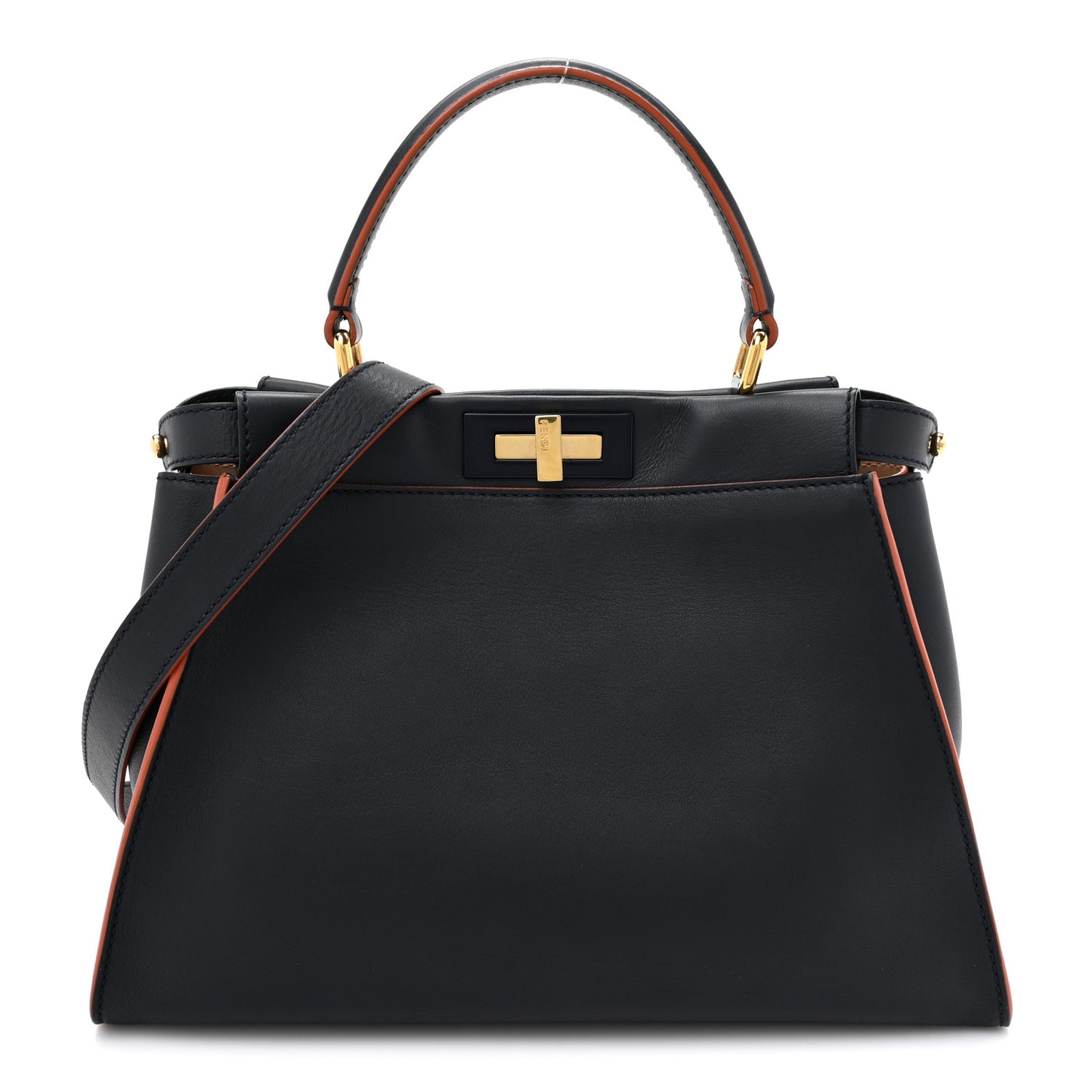 Vitello Seta Burro Medium Peekaboo Iconic Satchel Blue Notte Plaster