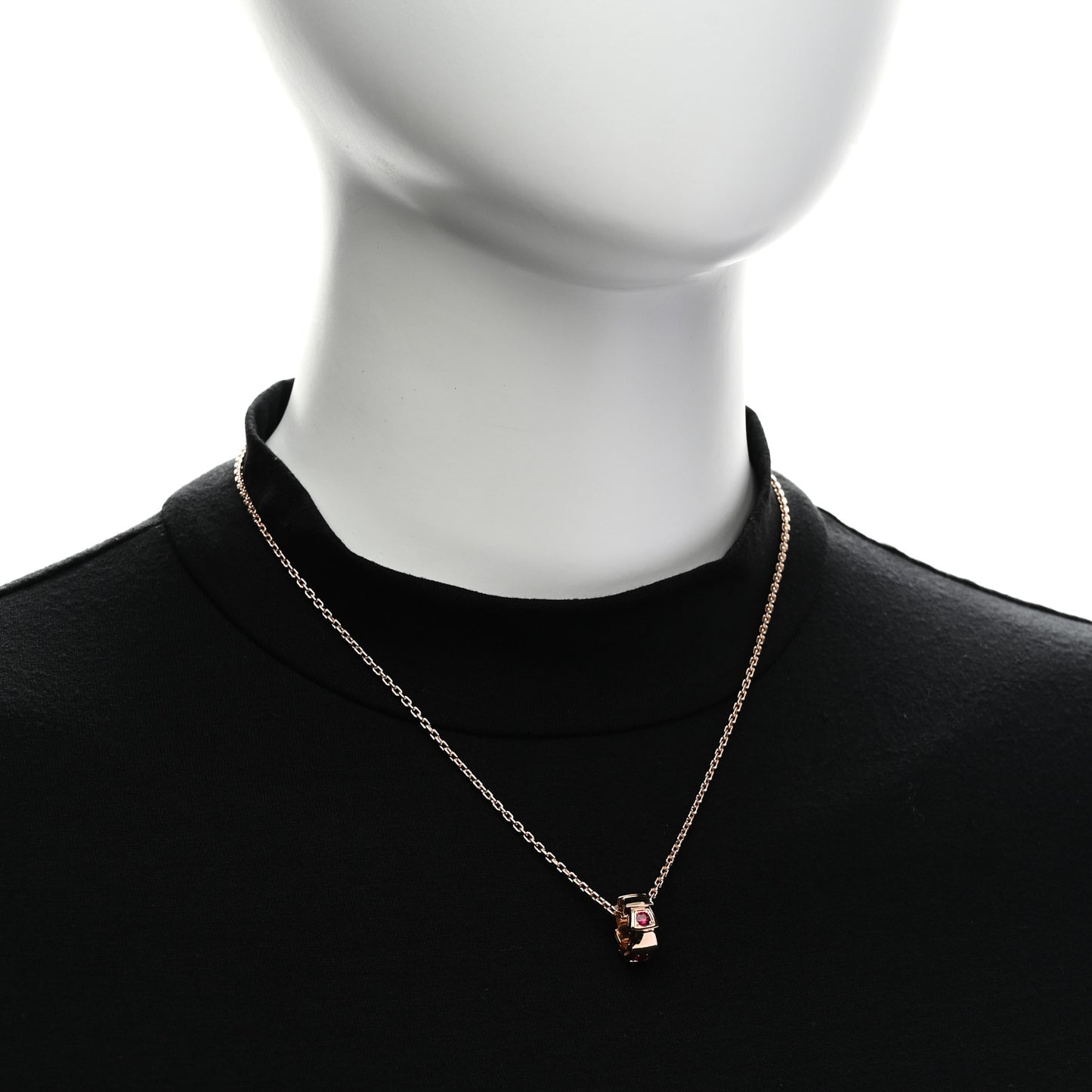 18K Rose Gold Ruby Serpenti Viper Pendant Necklace