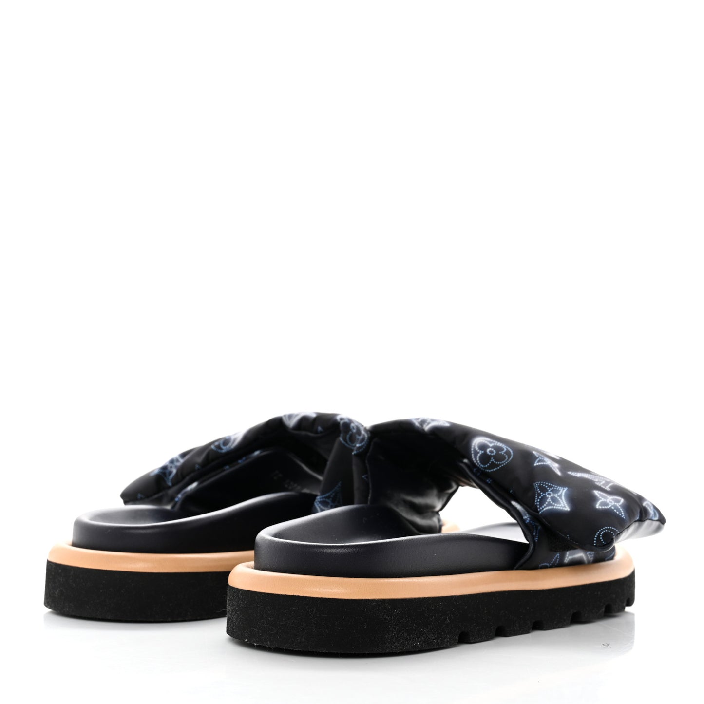 Nylon Monogram Womens Pool Pillow Comfort Mules 37 Navy Blue