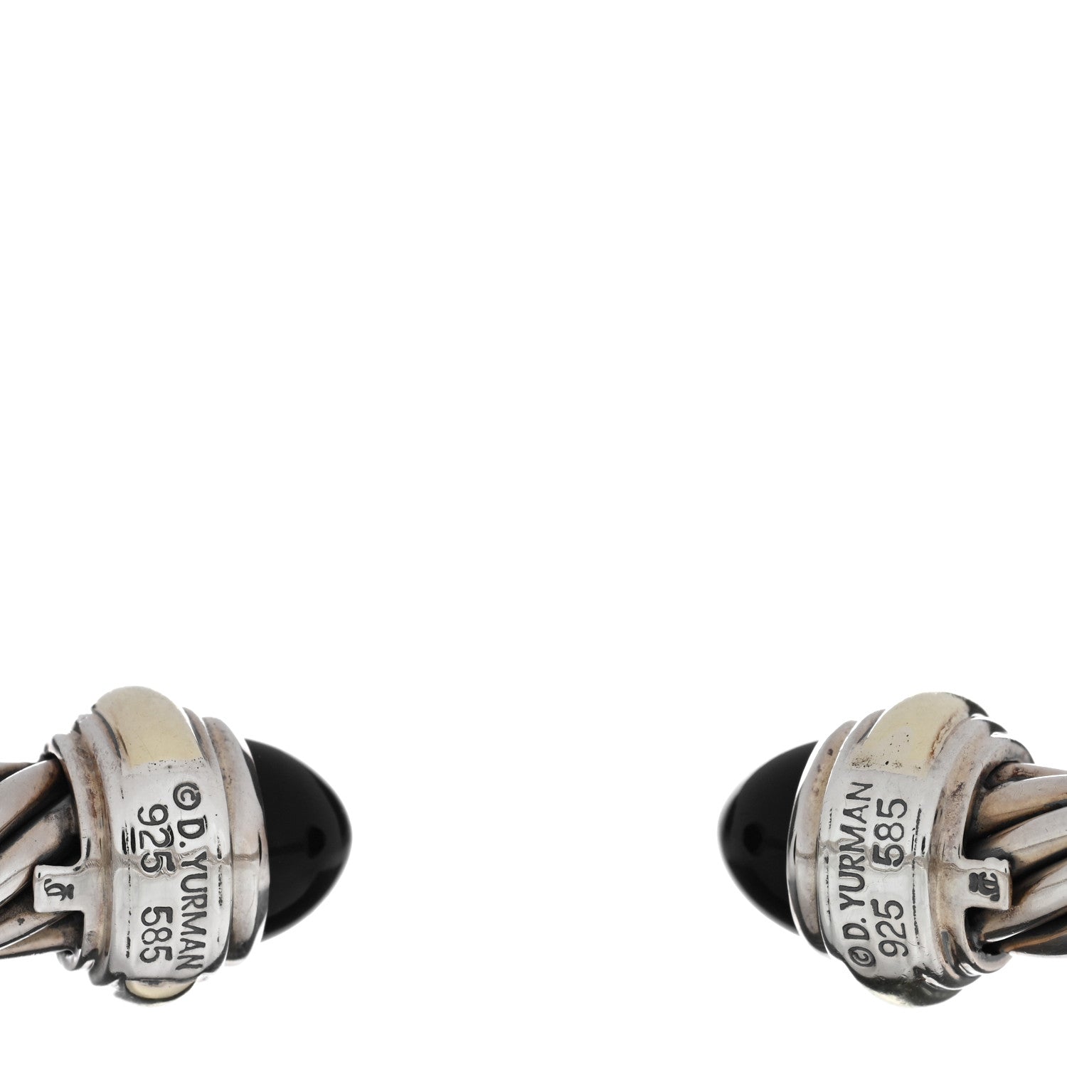 David Yurman Sterling Silver 14K Yellow Gold Black Onyx 7mm Cable Classics Bracelet 3 of 3