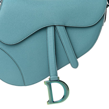 Christian Dior Grained Calfskin Saddle Bag Azure Blue 8 of 10