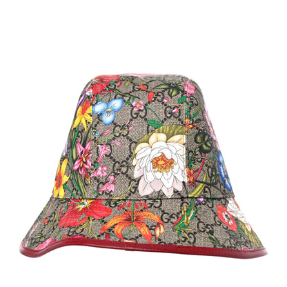 Gucci GG Supreme Monogram Flora Fedora Hat S Red 6 of 9
