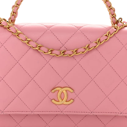 Chanel Lambskin Quilted Pick Me Up Wallet On Chain WOC Light Pink 9 of 14