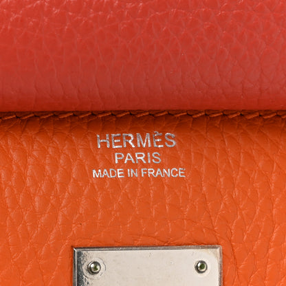 Hermes Taurillon Clemence Arlequin Birkin 30 Orange Sanguine Gold Bleu Lin Bleu Hydra Etain 6 of 17