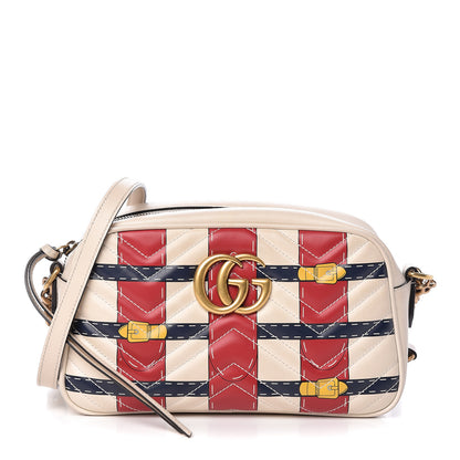 Gucci Calfskin Matelasse Trompe L'Oeil Print Small GG Marmont Chain Shoulder Bag White 1 of 17