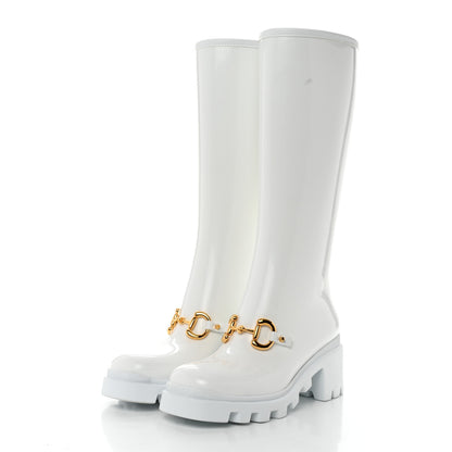 Gucci Rubber Horsebit Knee High Boots 37 Great White 3 of 8