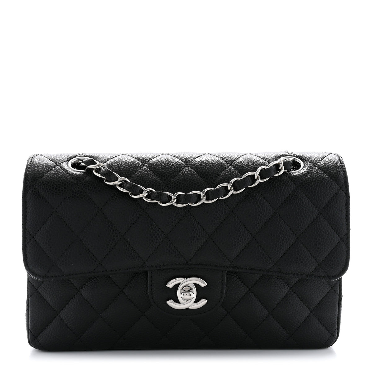 Caviar Quilted Small Double Flap Black